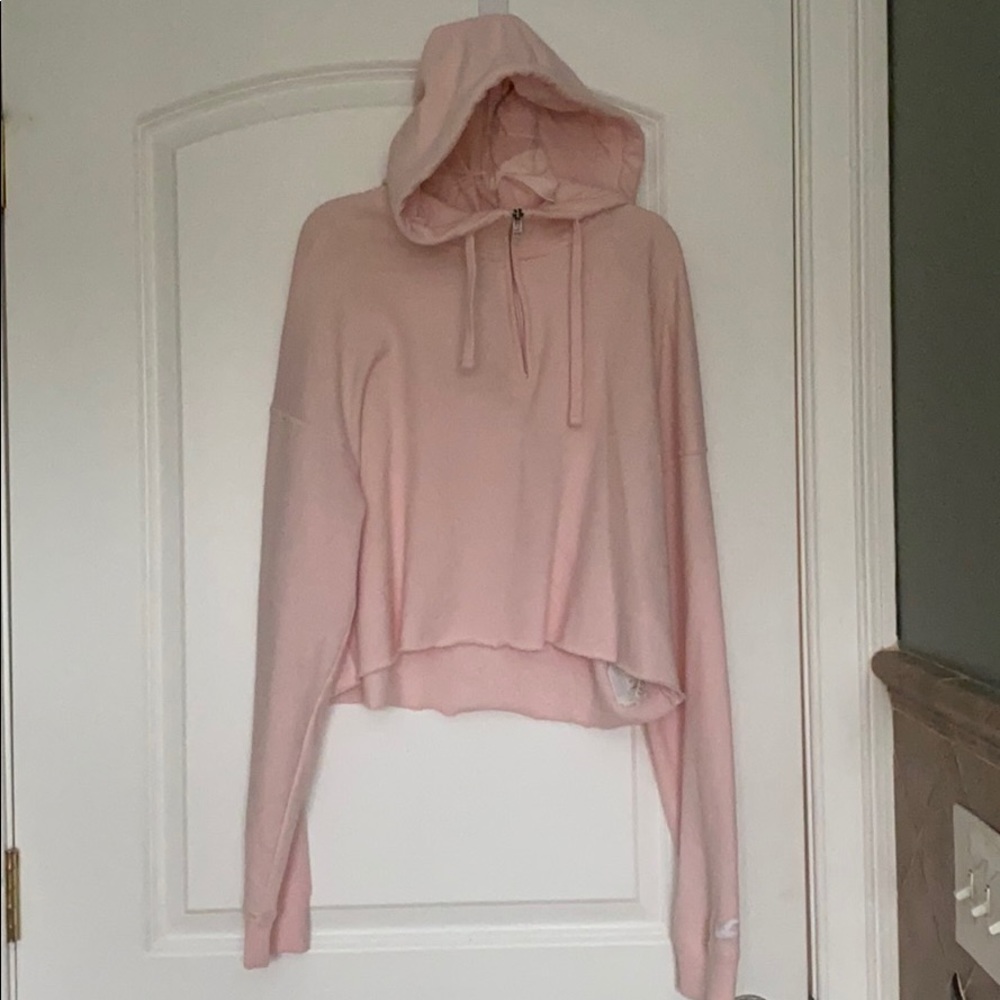 hollister quarter zip cropped hoodie